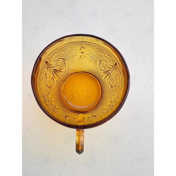 Vintage Tiara Chantilly Daisy Sandwich Amber Indiana Glass Coffee Tea Cup - Picture 6 of 6